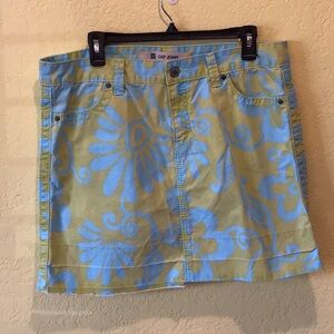 Green & Blue Floral Cotton Skirt